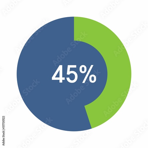 45 percent, Circle percentage diagram vector illustration.
