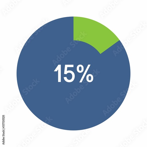 15 percent, Circle percentage diagram vector illustration.