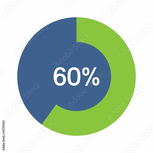 60 percent, Circle percentage diagram vector illustration.