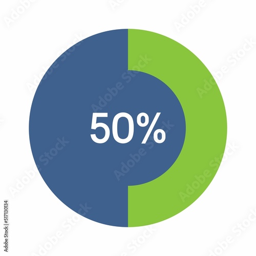 50 percent, Circle percentage diagram vector illustration.