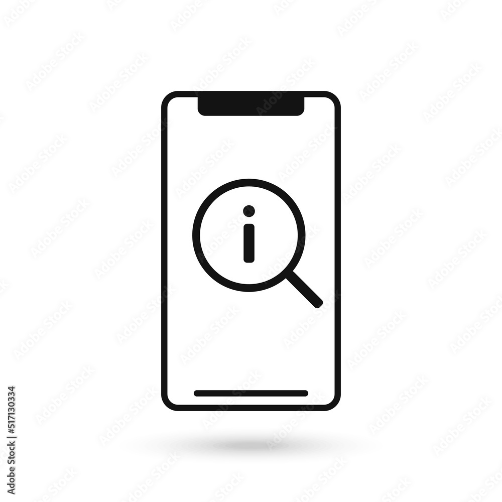 Mobile phone flat design with information sign. Mobile phone flat design with information sign.