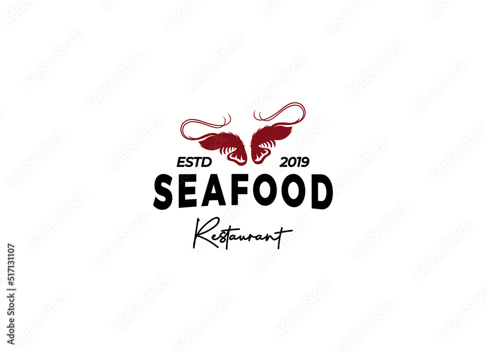 Seafood restaurant logo design template. Seafood restaurant label. 