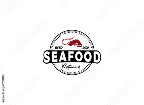 Seafood restaurant logo design template. Seafood restaurant label.  photo