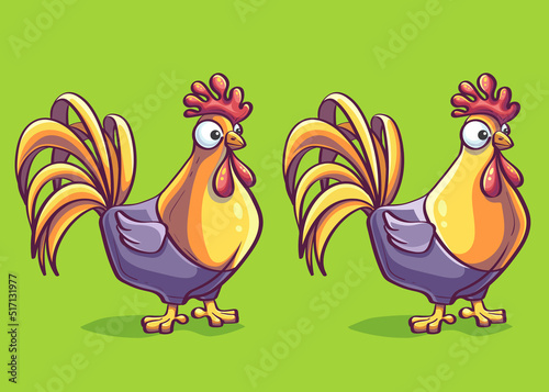 Vector background illustration the funny cartoon roosters