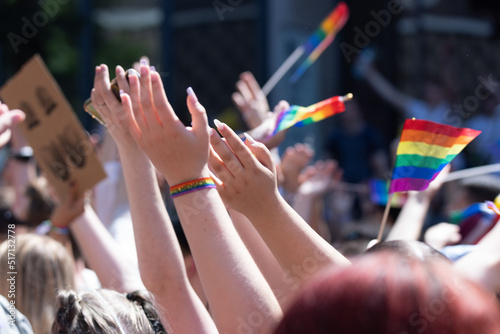 Obraz na płótnie Meschen auf der Parade zum CSD, Christopher Street Day in Köln