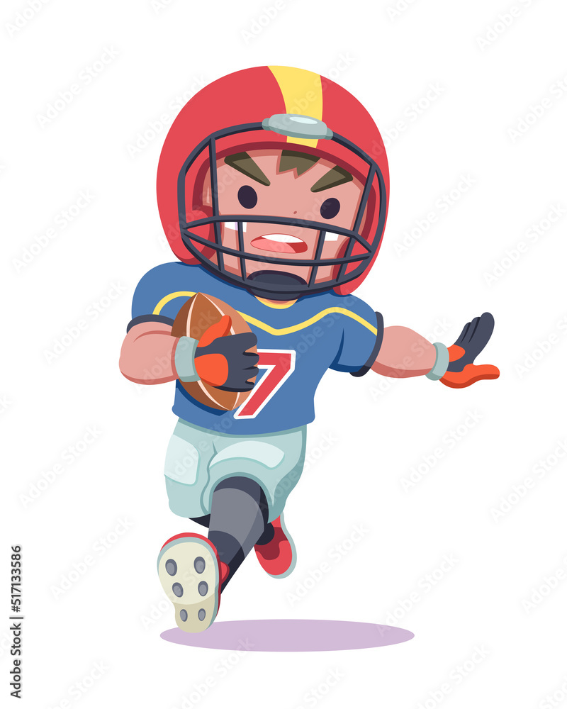 Cute style American football player cartoon illustration Cute style American football player cartoon illustration