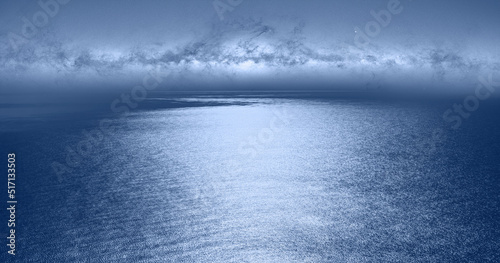 Fototapeta Naklejka Na Ścianę i Meble -  Milkyway rise above calm sea with waves 