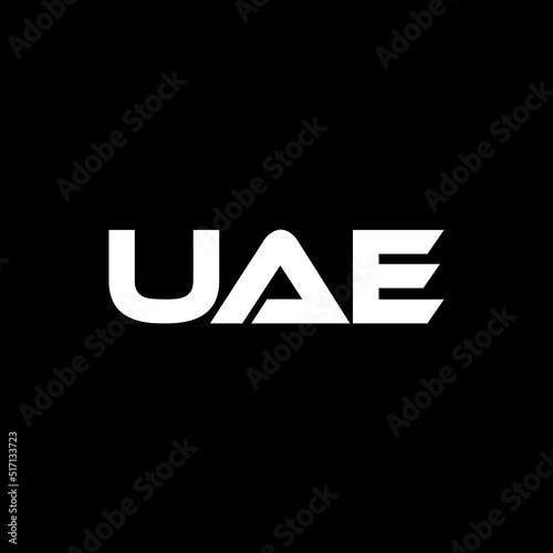 UAE letter logo design with black background in illustrator, vector logo modern alphabet font overlap style. calligraphy designs for logo, Poster, Invitation, etc.