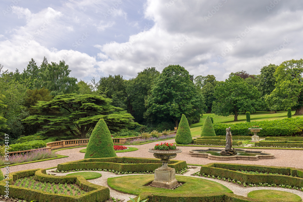 Park and parterre garden at historic Tatton Park, English Stately Home in Cheshire, UK. Park and parterre garden at historic Tatton Park, English Stately Home in Cheshire, UK.