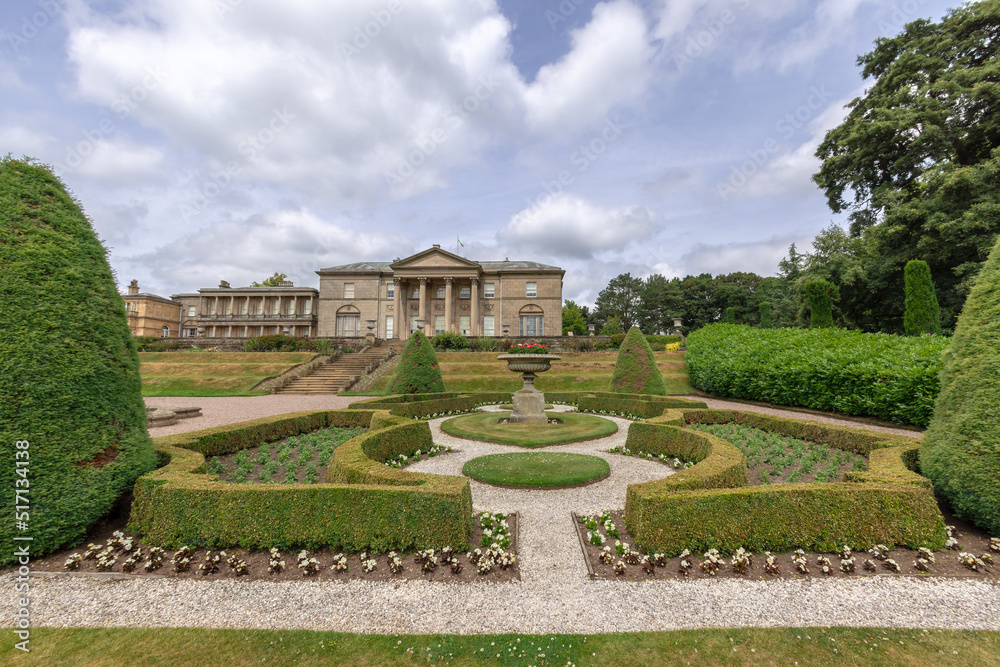 Park and parterre garden at historic Tatton Park, English Stately Home in Cheshire, UK.