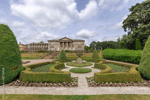 Park and parterre garden at historic Tatton Park, English Stately Home in Cheshire, UK.