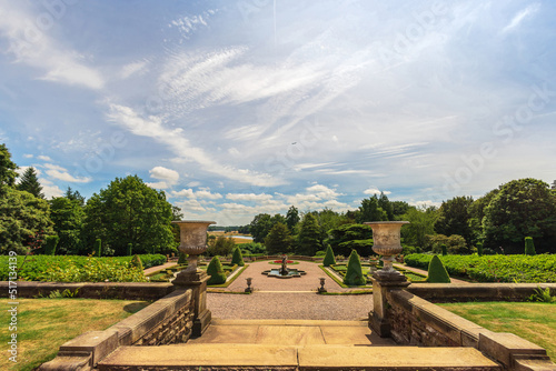Park and parterre garden at historic Tatton Park, English Stately Home in Cheshire, UK. photo