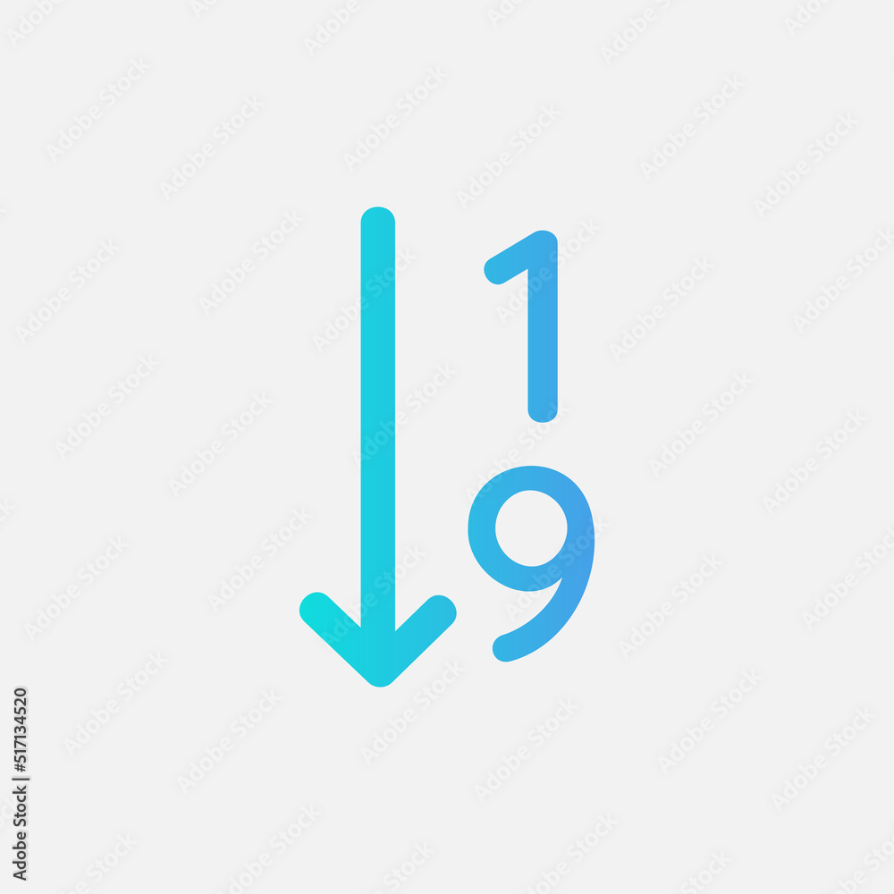 Sort number icon in gradient style about text editor, use for website mobile app presentation Sort number icon in gradient style about text editor, use for website mobile app presentation
