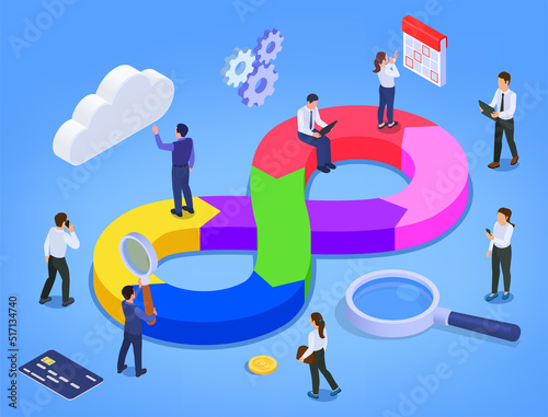 Devops Infographics Isometric Illustration