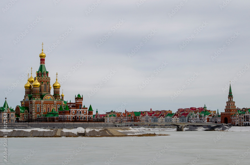 Winter view of Yoshkar Ola Embankment in Mari El Republic Russia