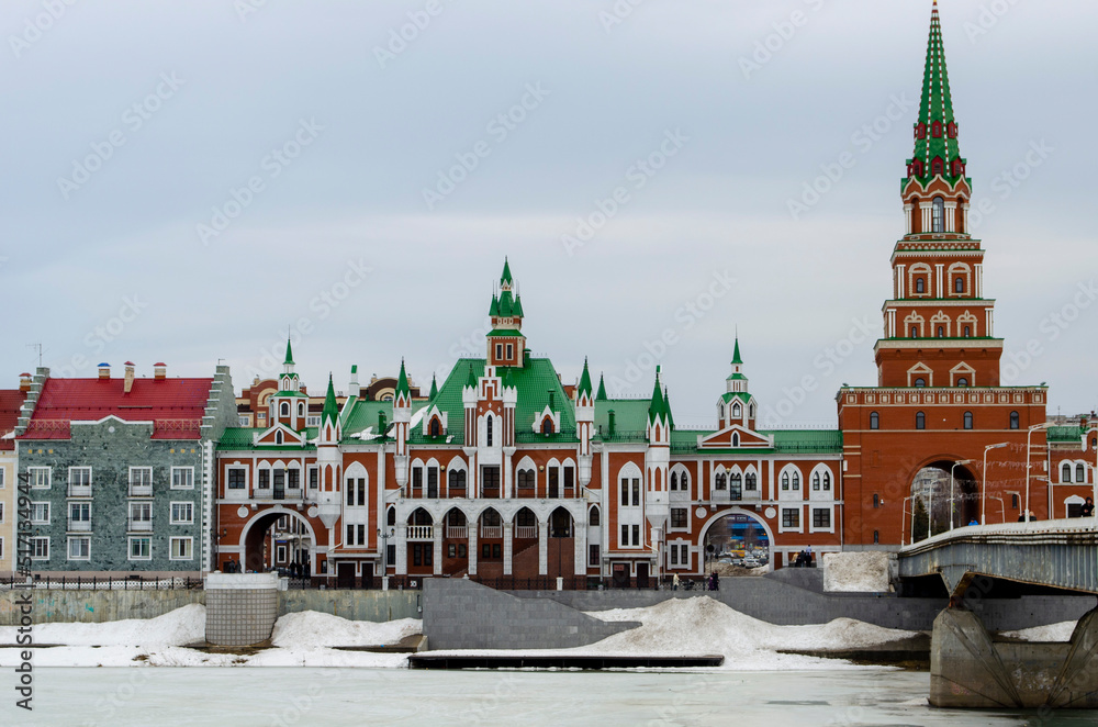 Winter view of Yoshkar Ola Embankment in Mari El Republic Russia