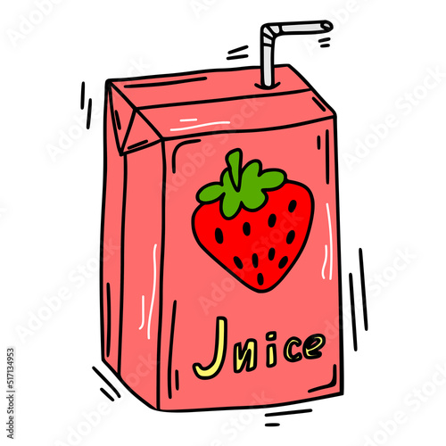 Color cartoon. Doodle pack of juice