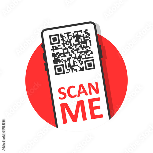 QR code scan icon in flat style. Mobile phone scanning vector illustration on isolated background. Barcode reader sign business concept.