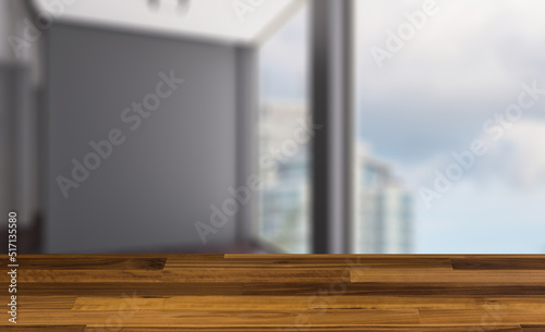 Modern meeting room. 3D rendering.. empty  room.. Background with empty wooden table. Flooring. © COK House