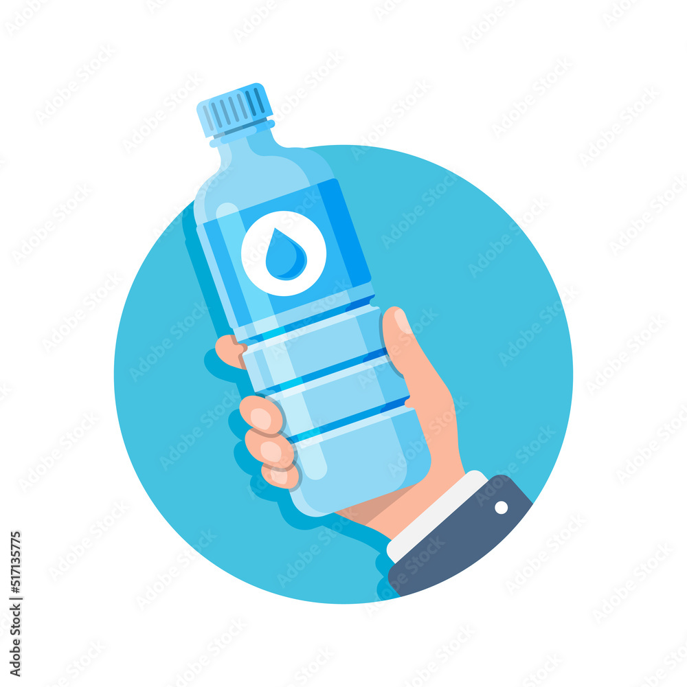 Water bottle icon in flat style. Fitness drink vector illustration on isolated background. Healthy beverage sign business concept. Water bottle icon in flat style. Fitness drink vector illustration on isolated background. Healthy beverage sign business concept.