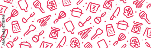 Kitchen tool icon pattern background wide banner
