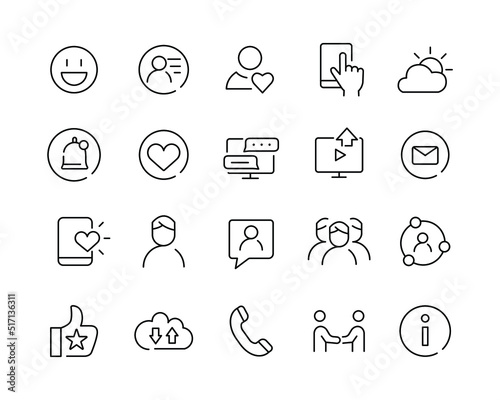 Social Media Icons - Vector Line. Editable Stroke. 