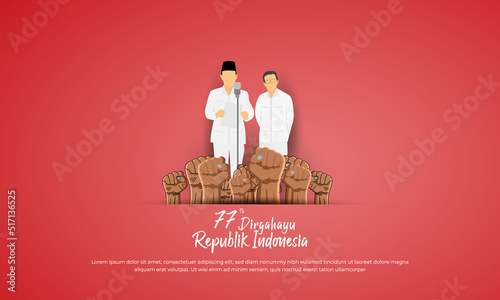 17 august Indonesia independence day with proclamation figure illustration background