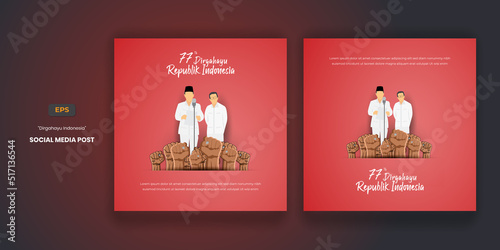 17 august Indonesia independence day with proclamation figure illustration social media post template