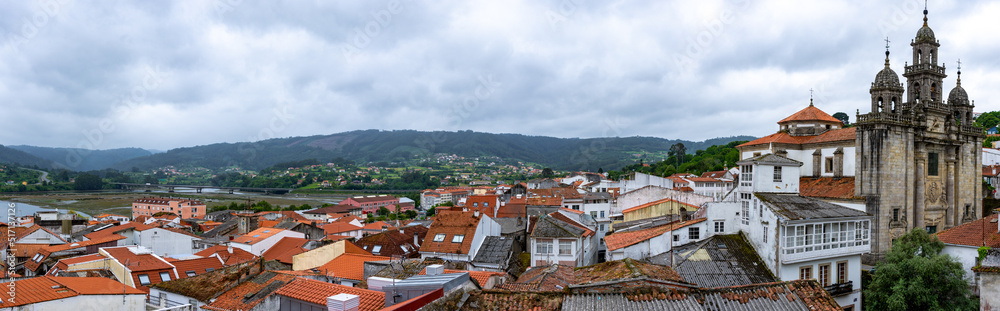 Roof top panorama of Pontedeume, Galicia, Spain