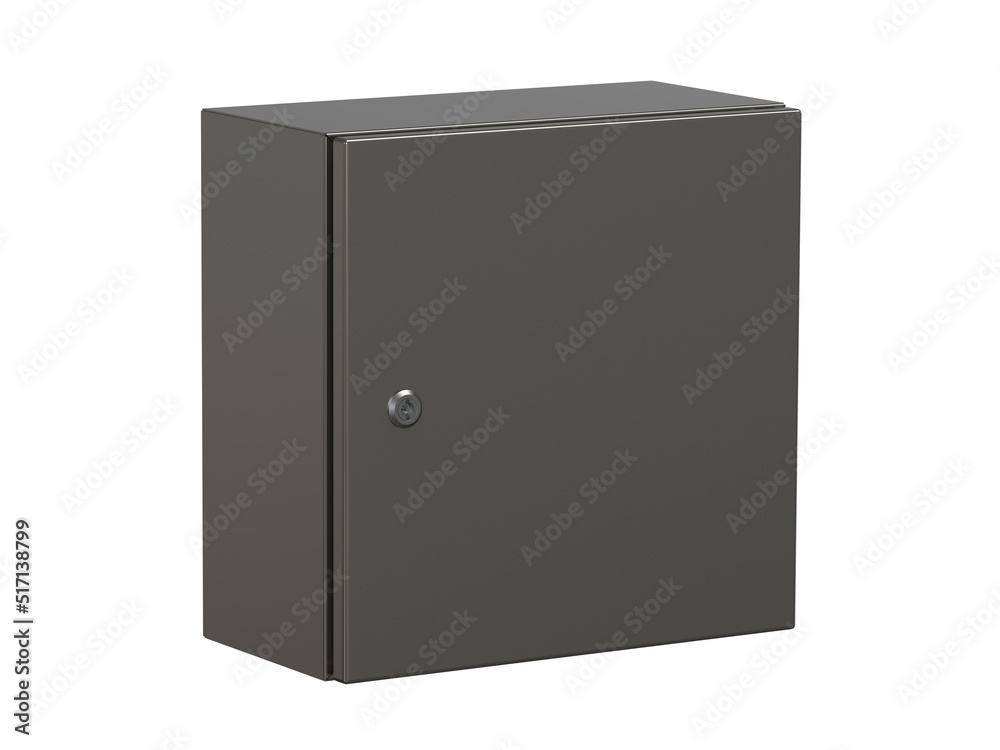 Industrial enclosure stainless steel material 3D illustration isolated on white background Industrial enclosure stainless steel material 3D illustration isolated on white background
