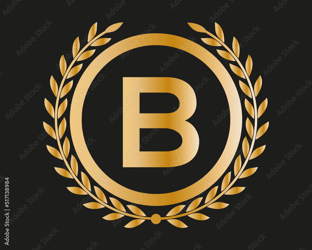 Naklejka premium B Gold Letter Design Vector with Golden Luxury Colors and Monogram Design