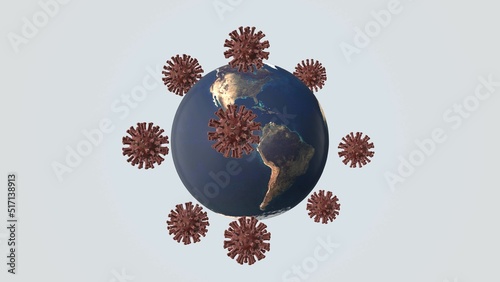 Corona virus cells and earth planet