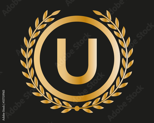 U Gold Letter Design Vector with Golden Luxury Colors and Monogram Design