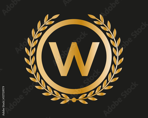 W Gold Letter Design Vector with Golden Luxury Colors and Monogram Design