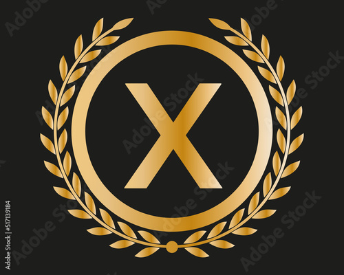 X Gold Letter Design Vector with Golden Luxury Colors and Monogram Design