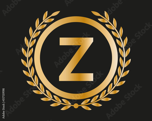 Z Gold Letter Design Vector with Golden Luxury Colors and Monogram Design