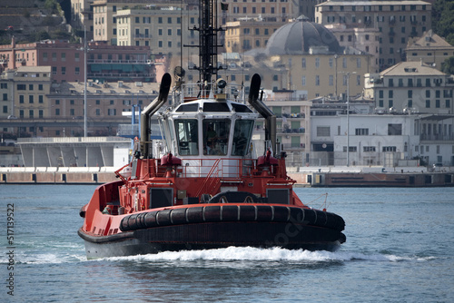 tugboat in Genoa harbor, Italy