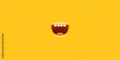 Vector Cartoon mouth isolated on orange background. Funny and cute Monster mouth with teeth and tongue