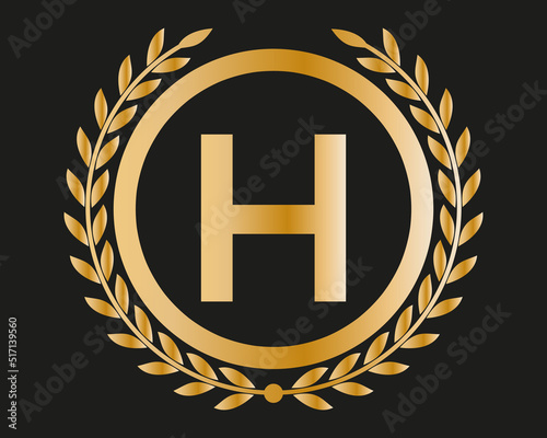 H Gold Letter Design Vector with Golden Luxury Colors and Monogram Design