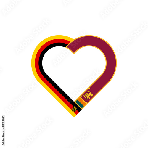 unity concept. heart ribbon icon of germany and sri lanka flags. vector illustration isolated on white background