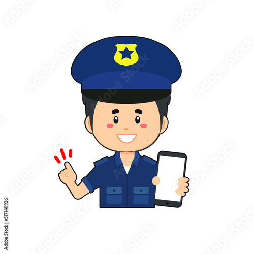 Police Sticker Holding Phone