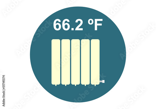 Calefacción a 66.2 grados Fahrenheit