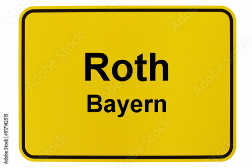 Bild auf Leinwand Illustration eines Ortsschildes von Roth in Bayern