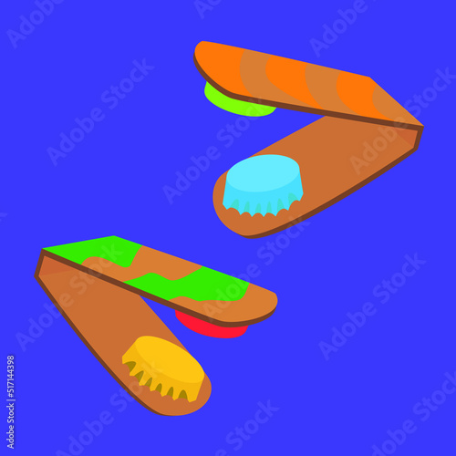 Castanets, percussion musical instrument, illustration