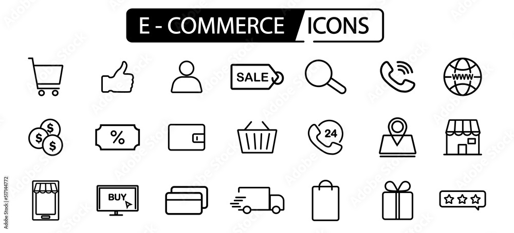 E-commerce line icons.Set of shopping icon.Online shopping line web icons. E-commerce line icons.Set of shopping icon.Online shopping line web icons.