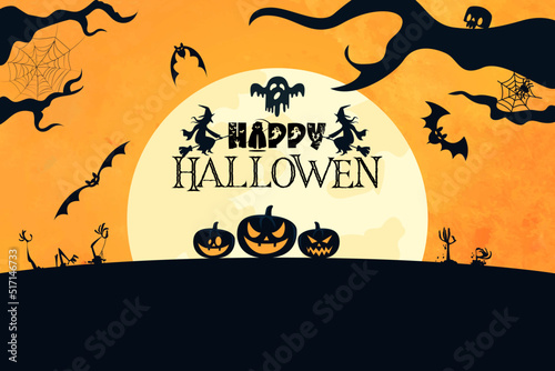 Fototapeta halloween background with pumpkin and bats
