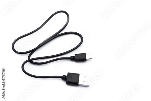 USB cable connector for computer, smartphone, charger or electronic device isolated on white background. Concept : Technology tool for digital smart life.