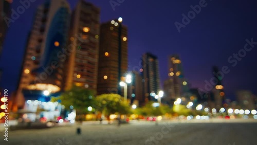 City of Balneario Camboriu at twilight. State of Santa Catarina, Brazil. Naturally blurred footage photo