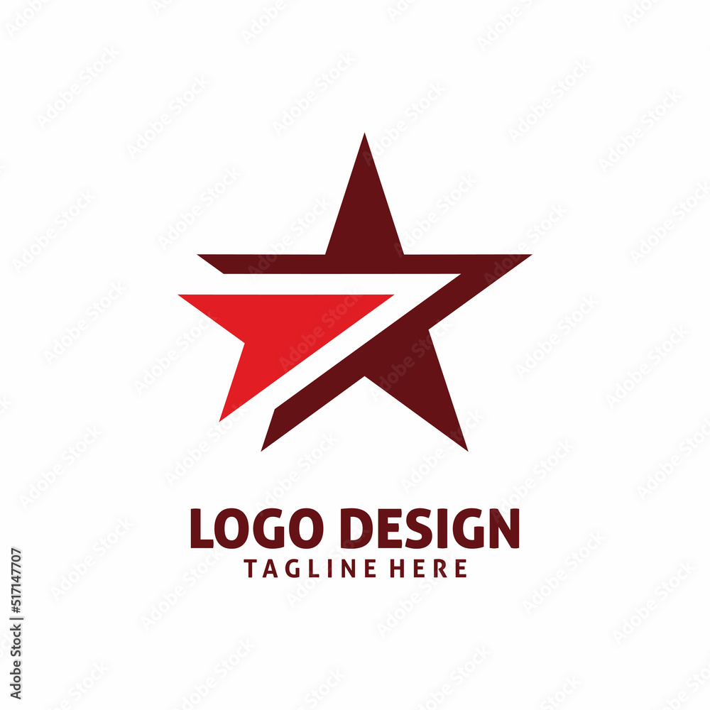 Fototapeta premium red star arrow logo design