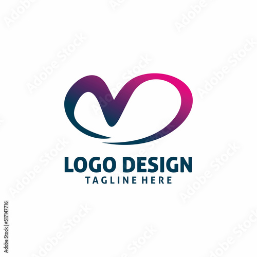 love line letter m logo design